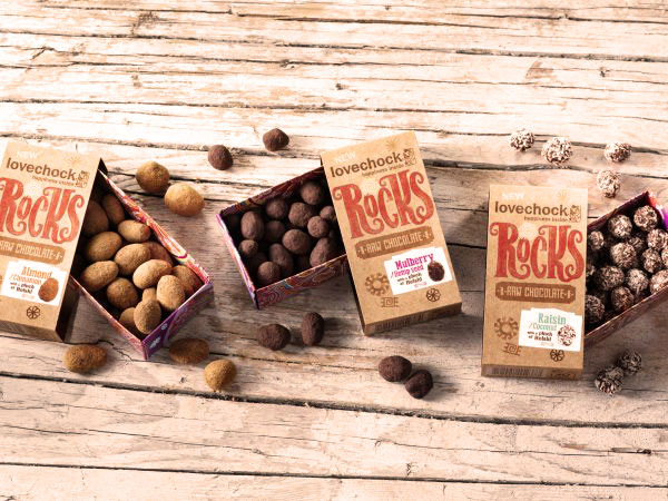 Lovechock Rocks chocolade, PEFC gecertificeerde verpakking